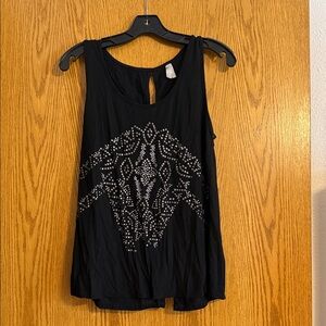 Vanity Black Tank Top with Silver Embellishments